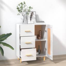 Berkfield Home Sideboard High Gloss White 69.5x34x90 cm Engineered Wood - thumbnail 3