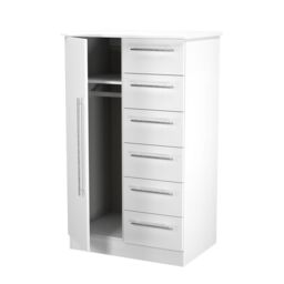 Ready Assembled 2 U Carlton 1 Door 5 Drawer Kids Robe (Ready Assembled) in White - Size: Large - thumbnail 6