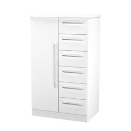 Ready Assembled 2 U Carlton 1 Door 5 Drawer Kids Robe (Ready Assembled) in White - Size: Large - thumbnail 4