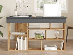 Vente-unique Corner Desk With Storage - Anthracite & Natural - LILEUL in Grey - thumbnail 4