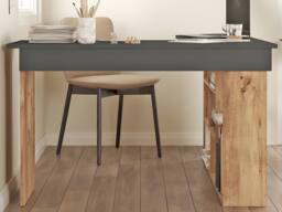 Vente-unique Corner Desk With Storage - Anthracite & Natural - LILEUL in Grey - thumbnail 9