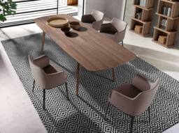 Angel Cerda Model Mink Fabric Dining Chair with Armrests and in Grey - thumbnail 6
