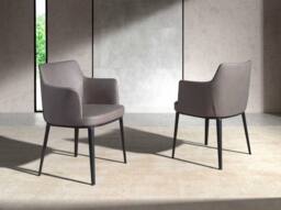 Angel Cerda Model Mink Fabric Dining Chair with Armrests and in Grey - thumbnail 3
