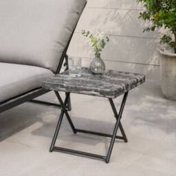 STILVORA Folding Square Table with Rattan Top in Grey