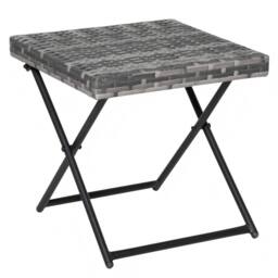 STILVORA Folding Square Table with Rattan Top in Grey - thumbnail 4