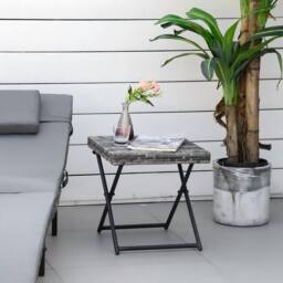 STILVORA Folding Square Table with Rattan Top in Grey - thumbnail 2