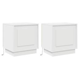 Berkfield Home White Bedside Cabinets with LED Lights 2 pcs White 44x34, 5x45 cm - thumbnail 3