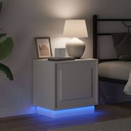 Berkfield Home White Bedside Cabinets with LED Lights 2 pcs White 44x34, 5x45 cm - thumbnail 5