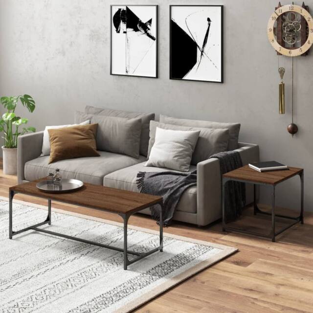 Berkfield Home Sturdy Coffee Tables 2 pcs Brown Oak Engineered Wood - image 1