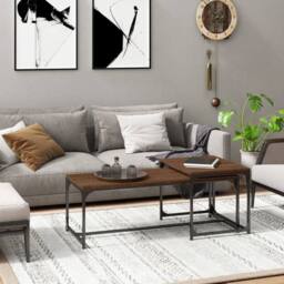 Berkfield Home Sturdy Coffee Tables 2 pcs Brown Oak Engineered Wood - thumbnail 2
