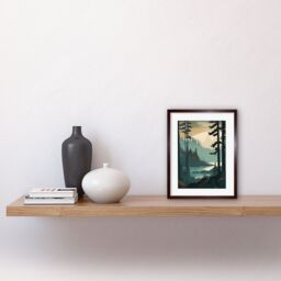 "Artery8 Wall Art Print Great Bear Rainforest Misty Sunrise Landscape Artwork Framed 9X7 Inch in Brown - Size: W7"" x H9""" - thumbnail 2