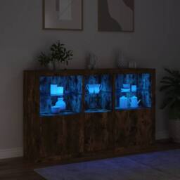 Berkfield Home Sideboard with LED Lights Smoked Oak 162x37x100 cm in Brown - Size: 162 x 37 x 100 cm - thumbnail 5