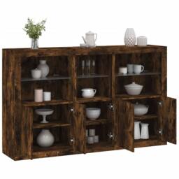 Berkfield Home Sideboard with LED Lights Smoked Oak 162x37x100 cm in Brown - Size: 162 x 37 x 100 cm - thumbnail 2