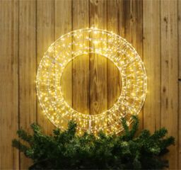 Xmas Haus 50x5cm 2D White Metal Wreath with 720 Warm White LED in Black - Size: 50x5 cm - thumbnail 4