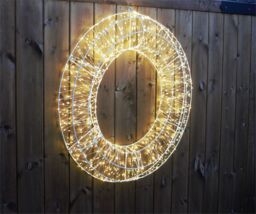 Xmas Haus 50x5cm 2D White Metal Wreath with 720 Warm White LED in Black - Size: 50x5 cm - thumbnail 3