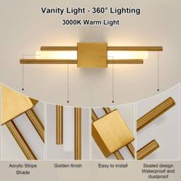 COMELY Indoor Wall Lights, 10W Acrylic Gold Wall Lights, 3000K Warm White - thumbnail 7