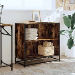 Berkfield Home Book Cabinet Smoked Oak 80.5x35x76 cm Engineered Wood in Brown - thumbnail 3