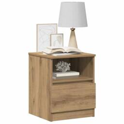 Berkfield Home Bedside Cabinet Artisan Oak 40x40x50 cm Engineered Wood in Brown - Size: 40 x 40 x 50 cm - thumbnail 4