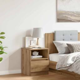 Berkfield Home Bedside Cabinet Artisan Oak 40x40x50 cm Engineered Wood in Brown - Size: 40 x 40 x 50 cm - thumbnail 3
