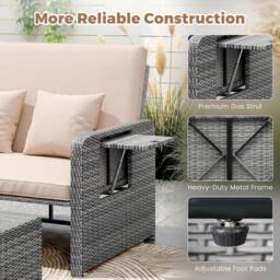 Costway PE Wicker Daybed w/Adjustable Backrest 2PCS Patio Rattan Furniture Set - thumbnail 6