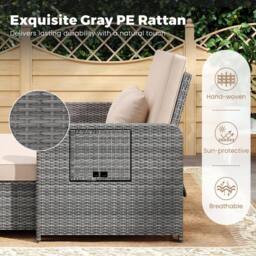 Costway PE Wicker Daybed w/Adjustable Backrest 2PCS Patio Rattan Furniture Set - thumbnail 7