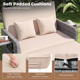 Costway PE Wicker Daybed w/Adjustable Backrest 2PCS Patio Rattan Furniture Set - thumbnail 5