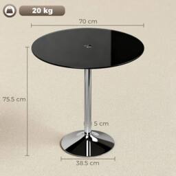 NESTLUNE Round Bar Table, Dining Table with Tempered Glass Top & Steel Frame in Black - Size: 100 cm x 80 cm - thumbnail 2