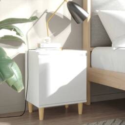 Berkfield Home Bed Cabinet with Solid Wood Legs White 40x30x50 cm - Size: 40 x 30 x 50 cm - thumbnail 2