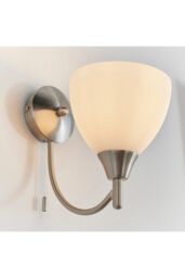 Netlighting Alton 1 Light Wall Light Satin Chrome with Matt Opal Glass Shade E14 in Grey - thumbnail 5