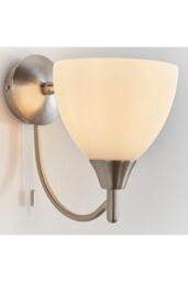 Netlighting Alton 1 Light Wall Light Satin Chrome with Matt Opal Glass Shade E14 in Grey - thumbnail 6