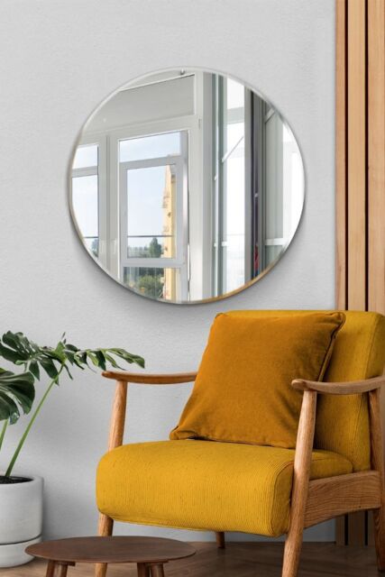 MirrorOutlet All Glass Bevelled Classic Design Round Mirror 90 x 90CM in Silver - Size: 1 Pack - image 1