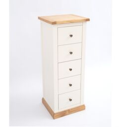 Cabinet Bits Trevi 5 Drawer Narrow Chest of Drawers Brass Knob in Off-White - thumbnail 3