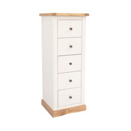 Cabinet Bits Trevi 5 Drawer Narrow Chest of Drawers Brass Knob in Off-White - thumbnail 2