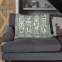 Benjamin Tate Design Egyptian Hieroglyphic Decorative Blanket in Natural - Size: 120 cm x 150 cm - thumbnail 2