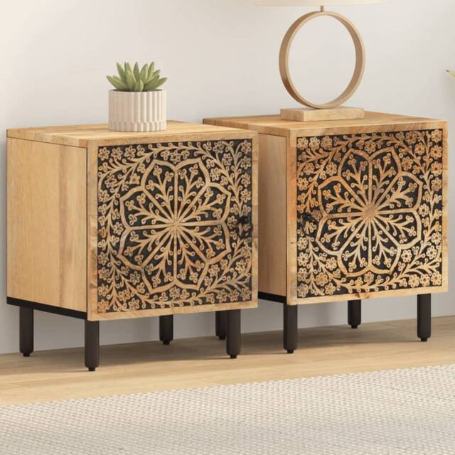 Berkfield Home Bedside Cabinets 2 pcs 40x33x46 cm Solid Wood Mango in Brown - Size: 40 x 33 x 46 cm - image 1