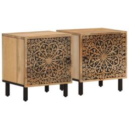 Berkfield Home Bedside Cabinets 2 pcs 40x33x46 cm Solid Wood Mango in Brown - Size: 40 x 33 x 46 cm - thumbnail 2