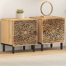 Berkfield Home Bedside Cabinets 2 pcs 40x33x46 cm Solid Wood Mango in Brown - Size: 40 x 33 x 46 cm - thumbnail 1