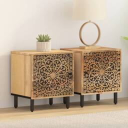 Berkfield Home Bedside Cabinets 2 pcs 40x33x46 cm Solid Wood Mango in Brown - Size: 40 x 33 x 46 cm - thumbnail 3