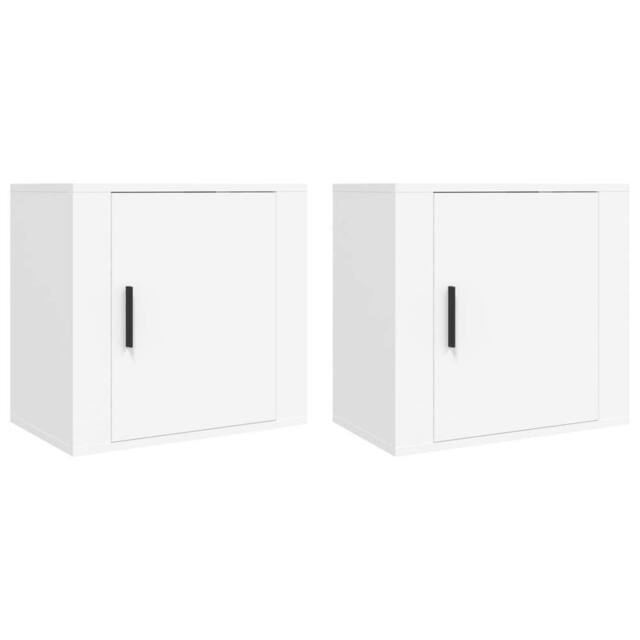Berkfield Home Wall-mounted Bedside Cabinets 2 pcs White 50x30x47 cm - Size: 50 x 30 x 47 cm - image 1
