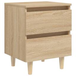 Berkfield Home Bed Cabinets & Solid Pinewood Legs 2 pcs Sonoma Oak 40x35x50 cm in Brown - Size: 40 x 35 x 50 cm - thumbnail 3