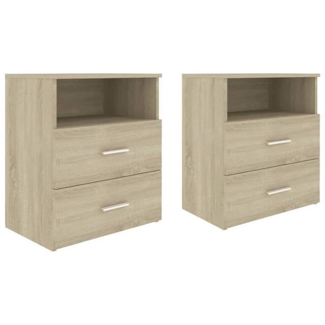 Berkfield Home Bed Cabinets 2 pcs Sonoma Oak 50x32x60 cm in Light Tan - Size: 50 x 32 x 60 cm - image 1