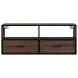 Berkfield Home TV Cabinet Brown Oak 100x31x39.5 cm Engineered Wood & Metal - thumbnail 4