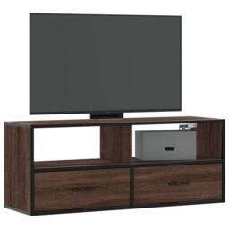 Berkfield Home TV Cabinet Brown Oak 100x31x39.5 cm Engineered Wood & Metal - thumbnail 2