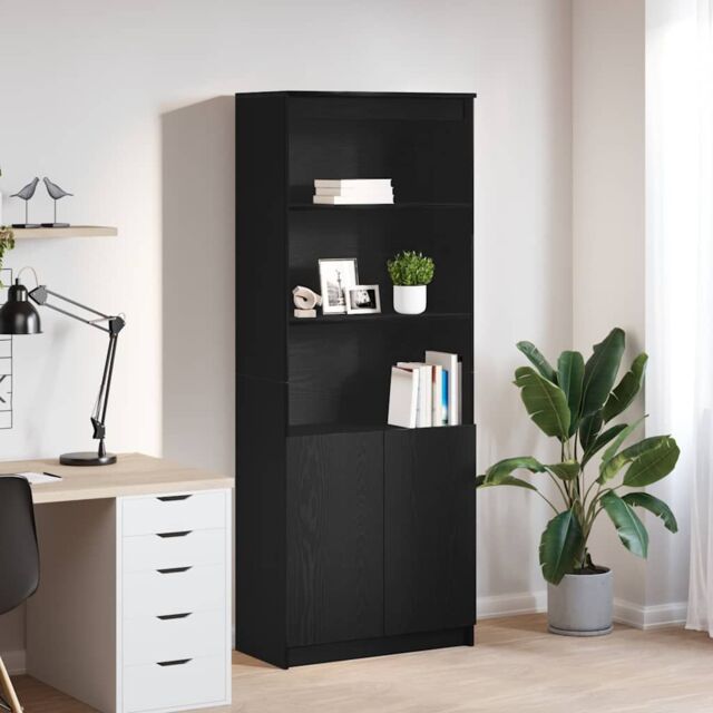 Berkfield Home Highboard Black Oak 70x35x180 cm Engineered Wood - Size: 70 x 35 x 180 cm - image 1
