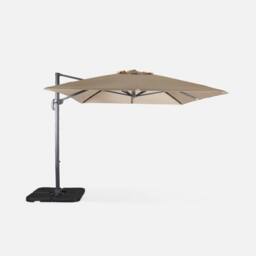 sweeek 3x4m Offset Rectangular Parasol With 50x50cm Weighted Slabs in Beige - Size: 50x50 cm - thumbnail 2