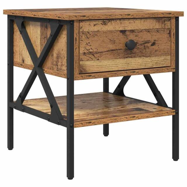 Berkfield Home Bedside Table Old Wood 40x42x45 cm Engineered Wood in Brown - Size: 40 x 42 x 45 cm - image 1