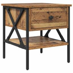 Berkfield Home Bedside Table Old Wood 40x42x45 cm Engineered Wood in Brown - Size: 40 x 42 x 45 cm - thumbnail 1