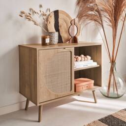 sweeek 80cm wood & rounded cane rattan sideboard in Beige - thumbnail 3