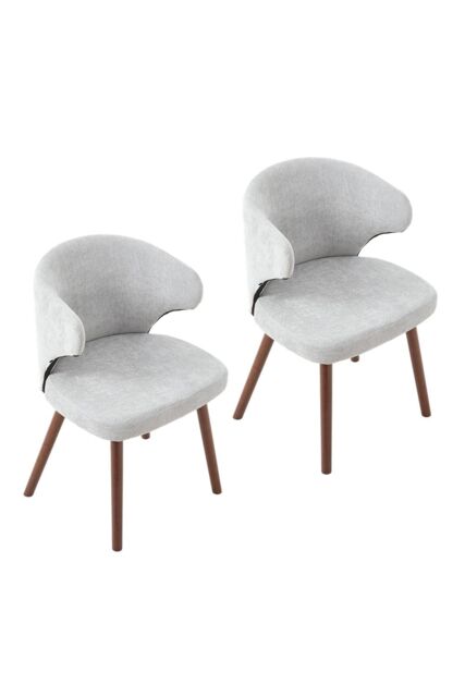 Living and Home Set of 2 Upholstered Dining Chairs in Grey - image 1