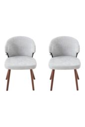 Living and Home Set of 2 Upholstered Dining Chairs in Grey - thumbnail 3
